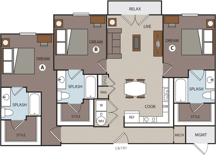 example floor plan layout for an apartment at prado
