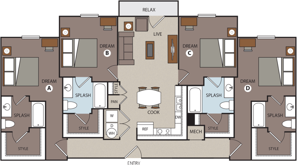 floor plan layout for an apartment at prado