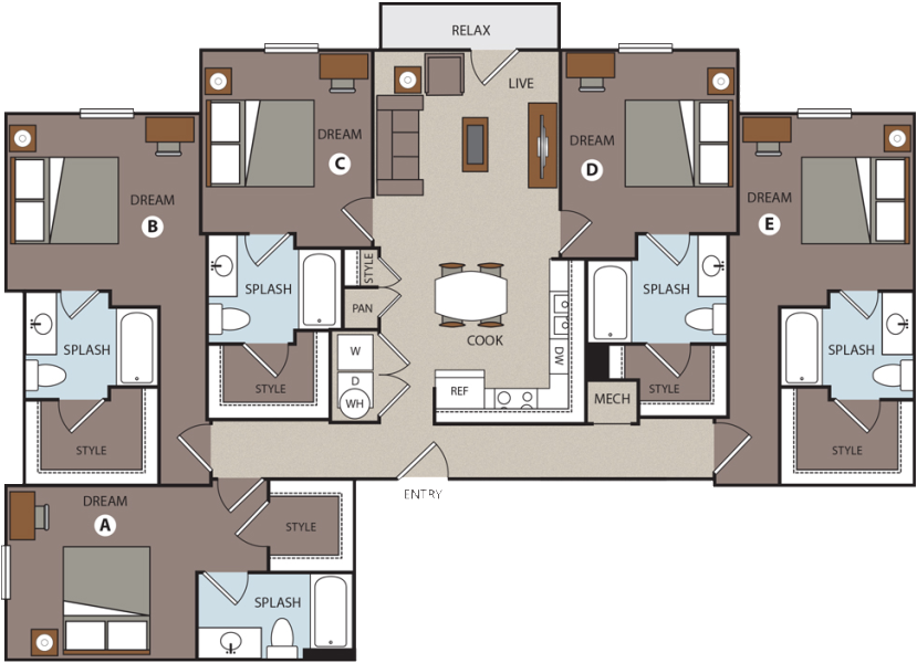 aerial view of the floor plan for an apartment at prado