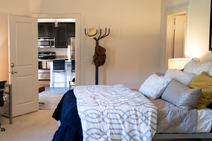 example bedroom at prado student living apartments