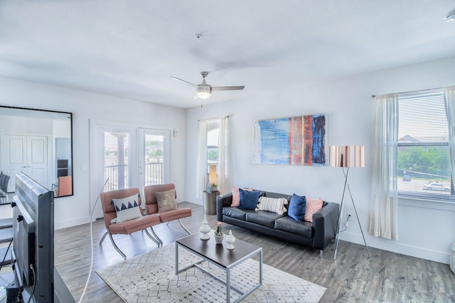 living room at prado student apartments