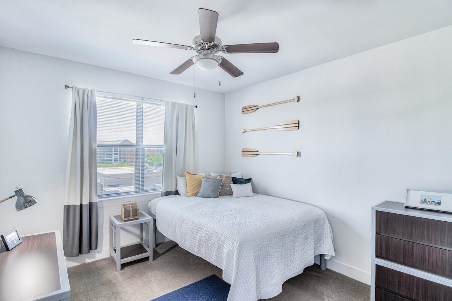 example bedroom at prado student living apartments