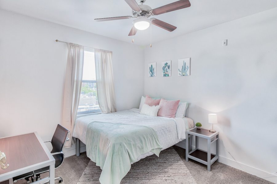 bedroom at prado student living apartments